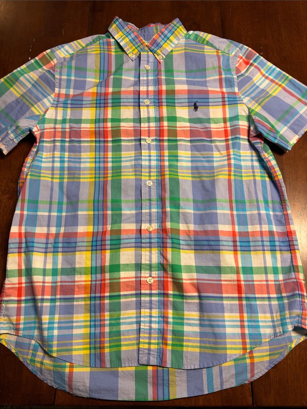Ralph Lauren Multicolor Plaid Short-Sleeve Button-Down Shirt - Blue/Green/Red